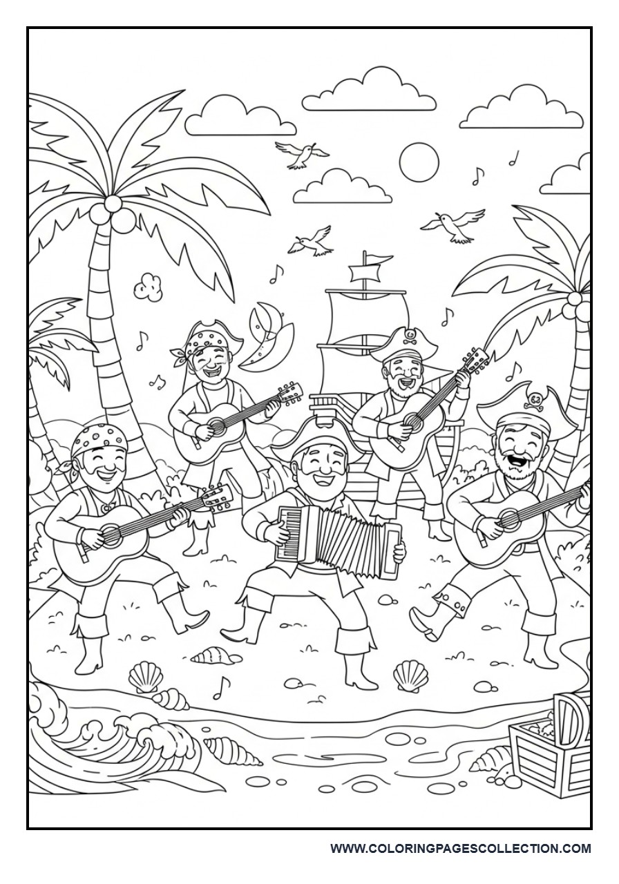 Pirate Island Music Festival Coloring Page