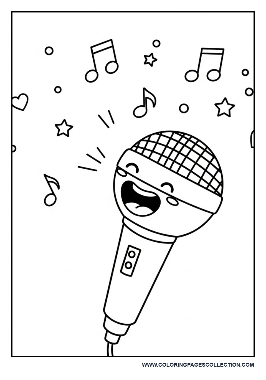 Singing Microphone Coloring Page