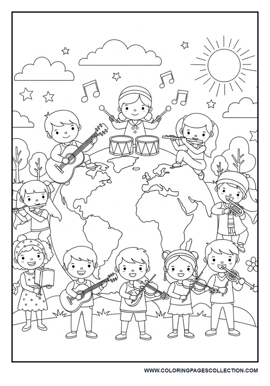 World of Music Coloring Page