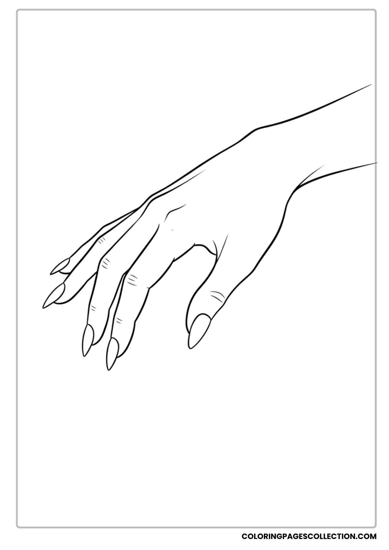 Single Hand with Long Nails Coloring Page