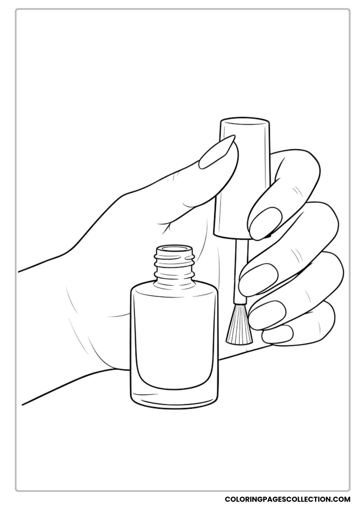 Hand with Nail Polish Bottle Coloring Page