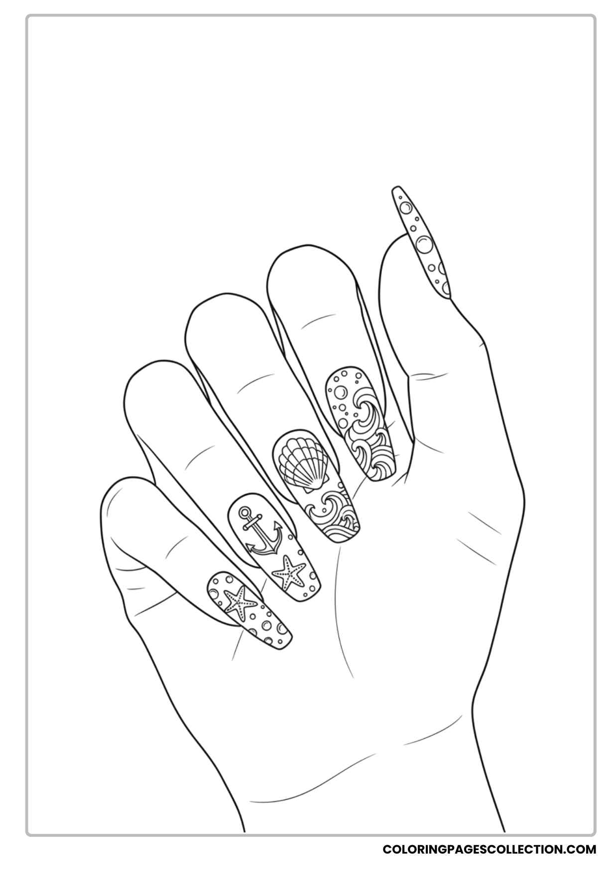 Individual Nail Design Collection Coloring Page