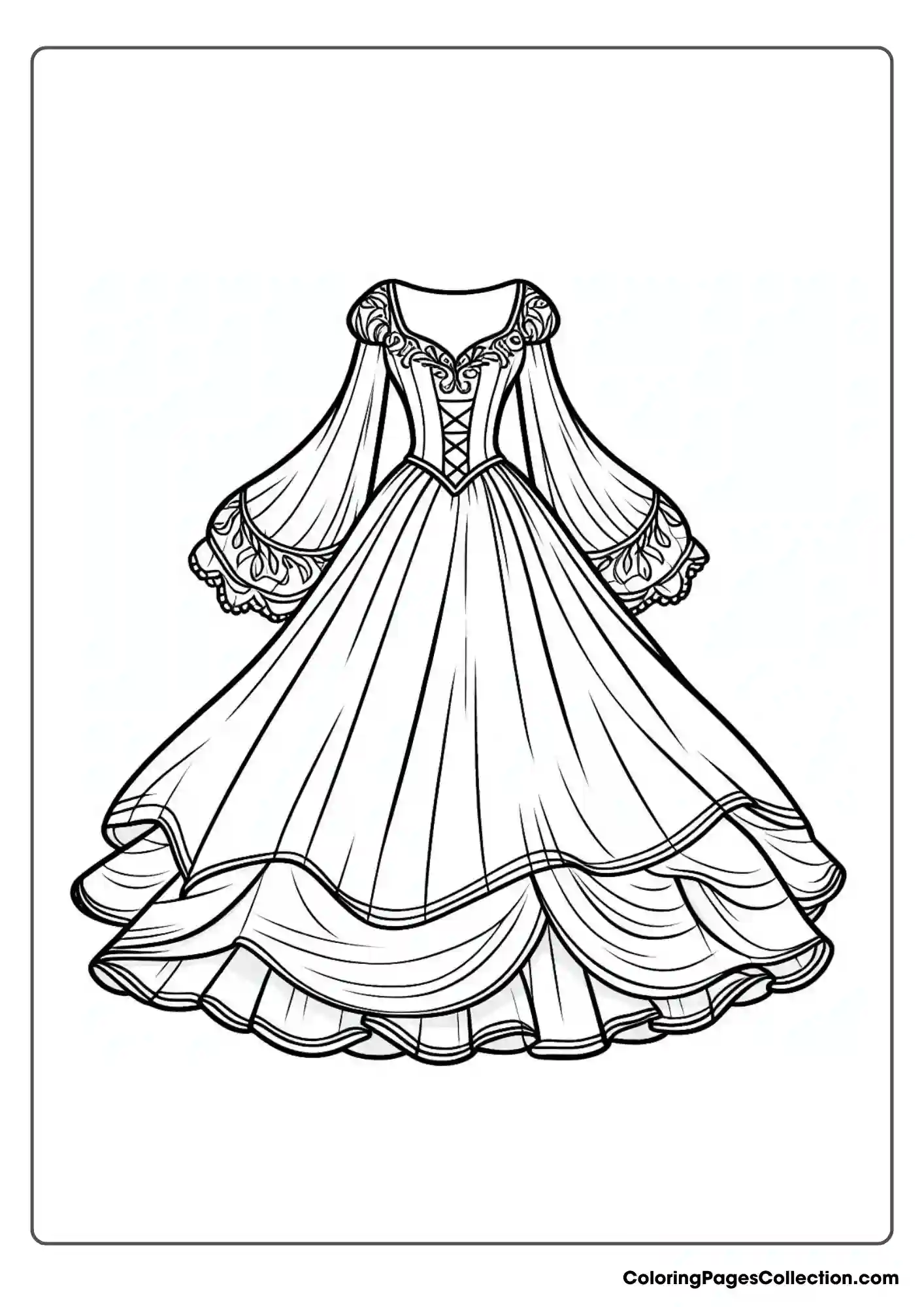 Sheer Bell Sleeves Princess Dress