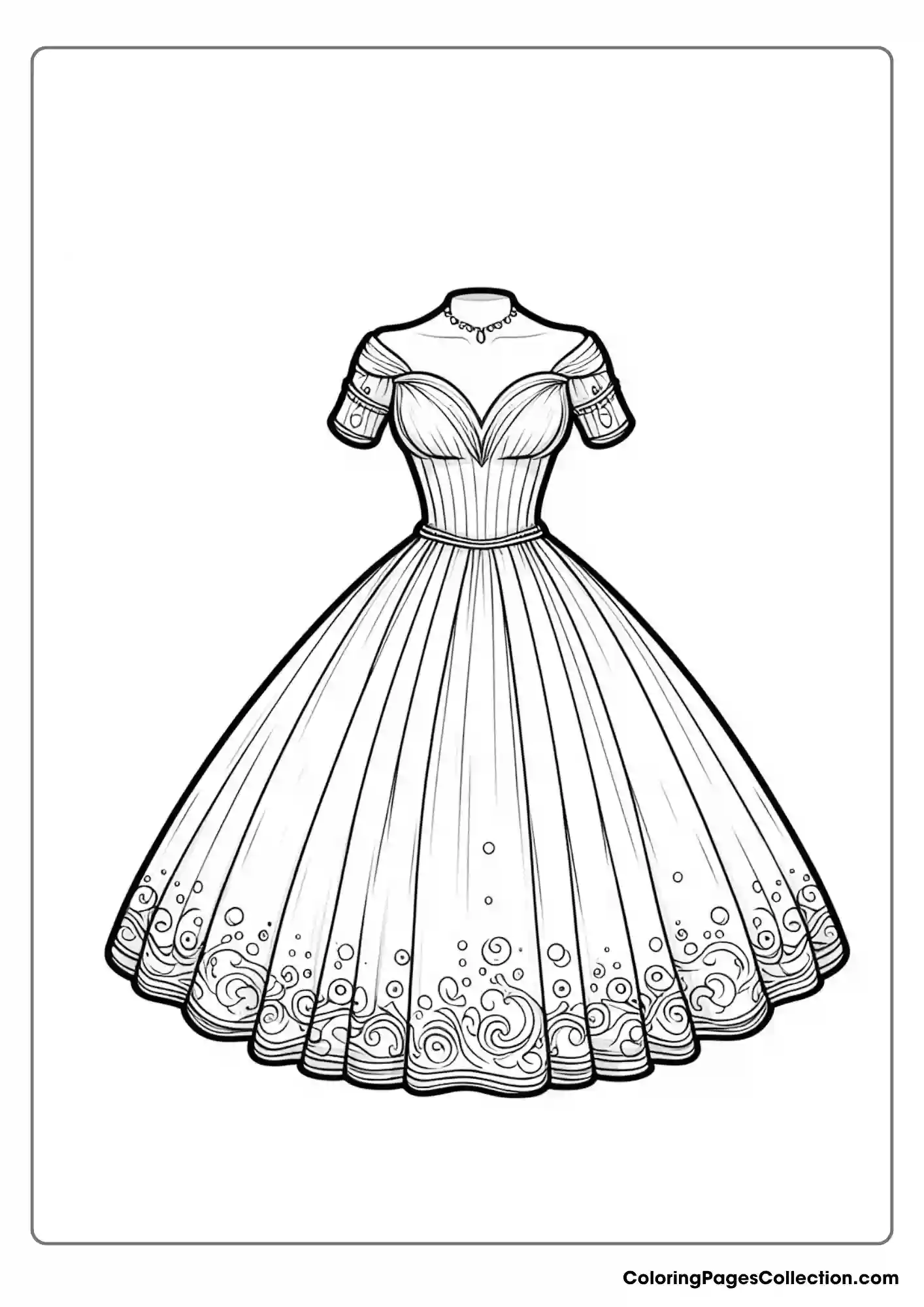 Deep V-neckline And Short Sleeves Princess Dress