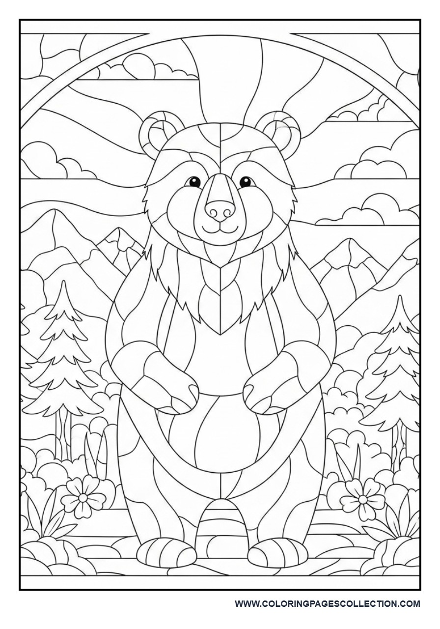 Bear Stained Glass Forest
