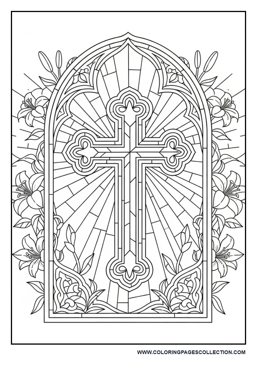 Cross Stained Glass Window