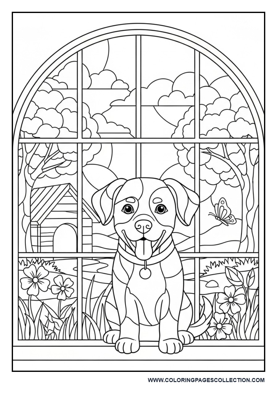 Dog Stained Glass Garden