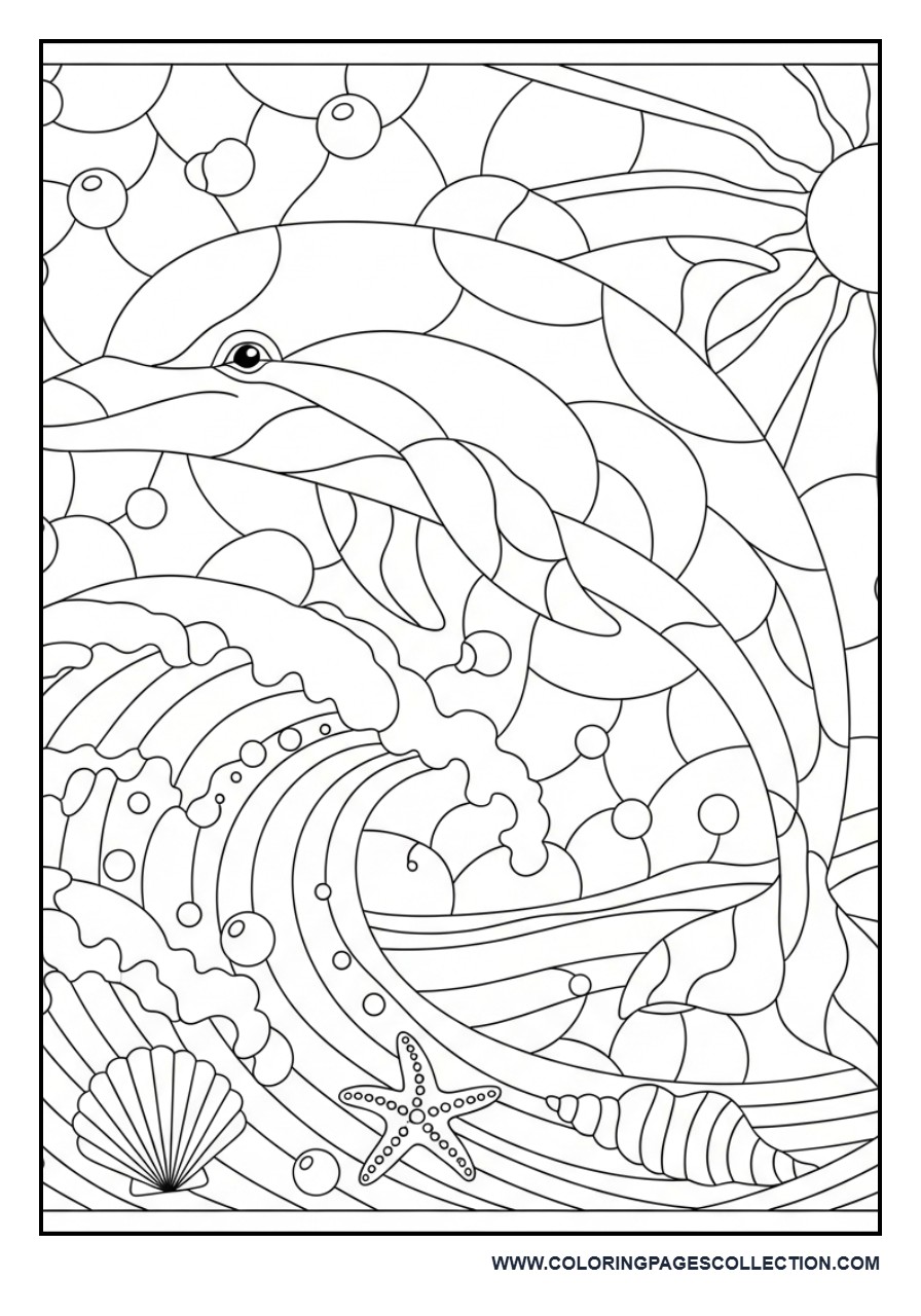 Dolphin Stained Glass Ocean