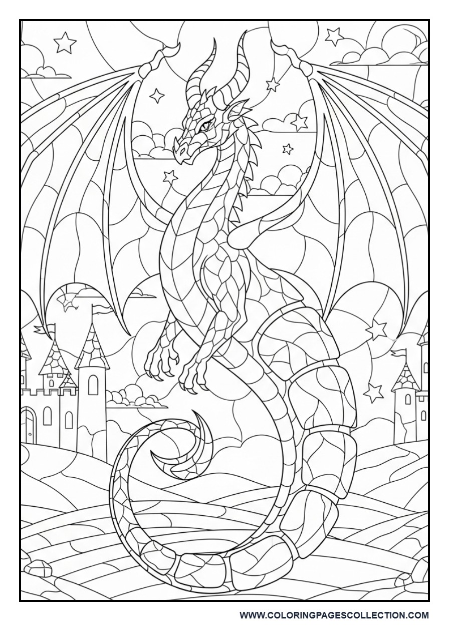 Dragon Stained Glass Fantasy
