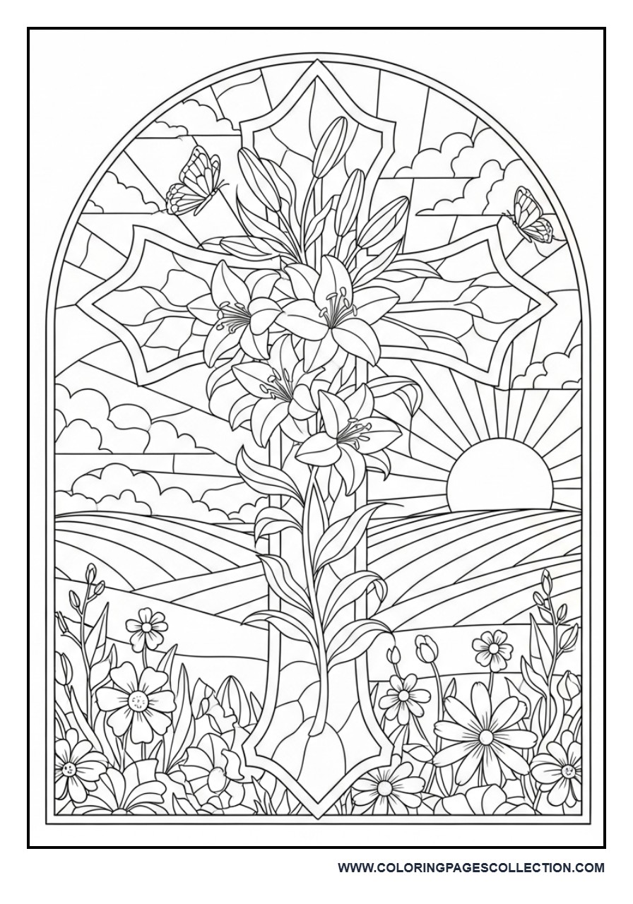 Easter Cross Stained Glass