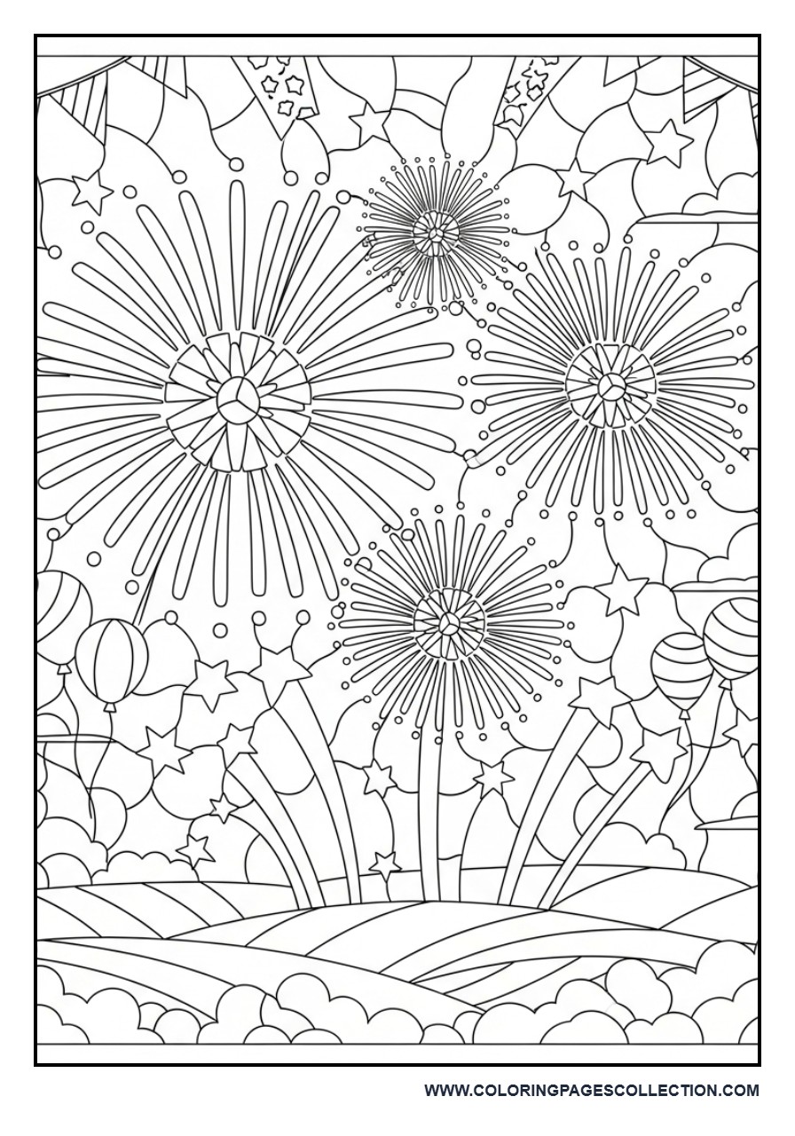 Fireworks Stained Glass Celebration