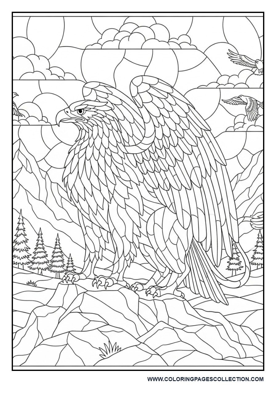 Griffin Stained Glass Mountain Peak