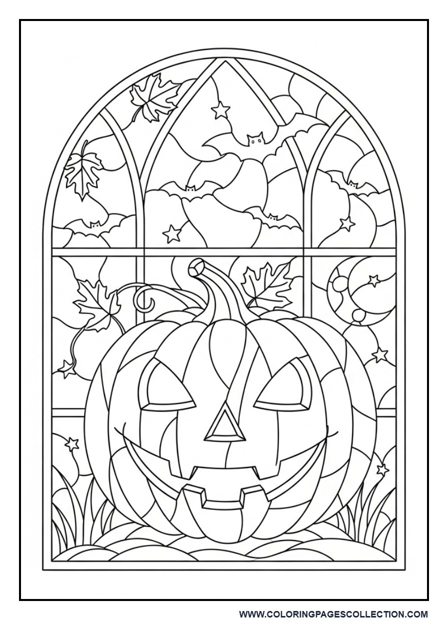 Halloween Pumpkin Stained Glass