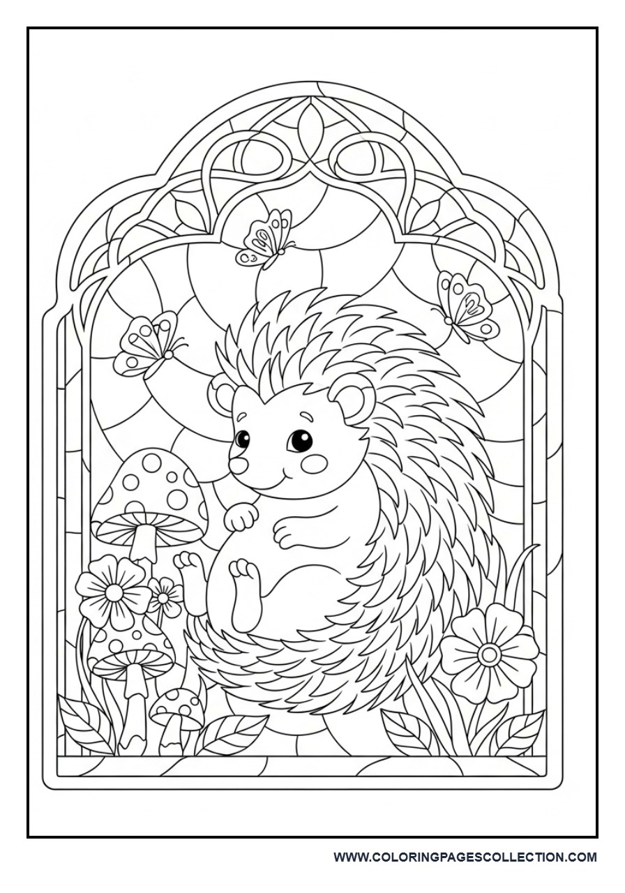Hedgehog Stained Glass Garden