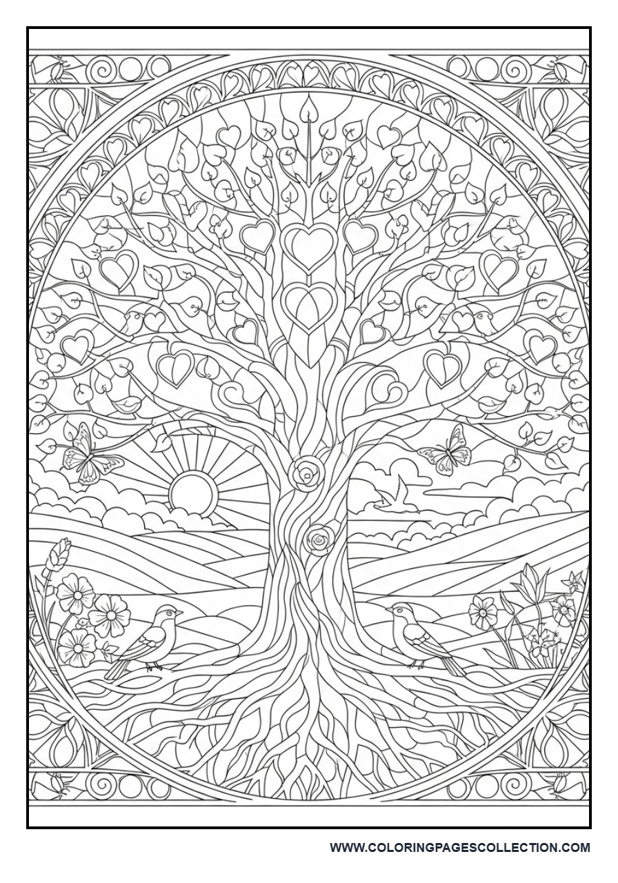 Inspirational Tree of Life Stained Glass
