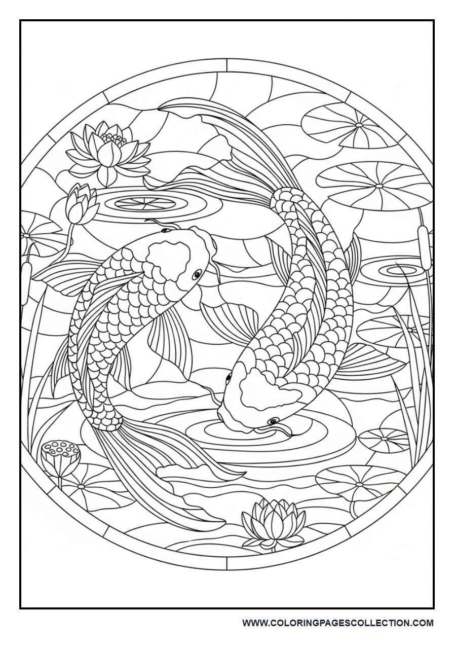 Koi Fish Stained Glass Pond