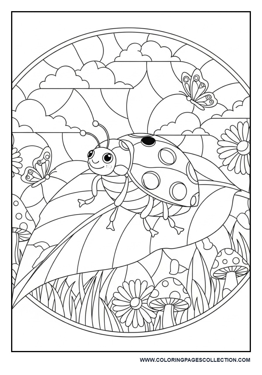 Ladybug Stained Glass Meadow