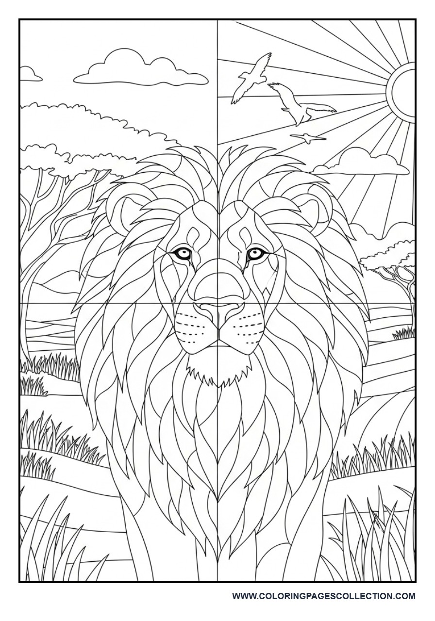 Lion Stained Glass Safari