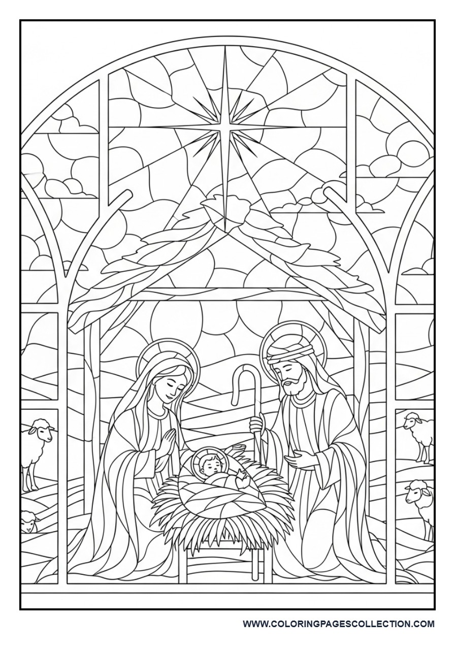 Nativity Scene Stained Glass