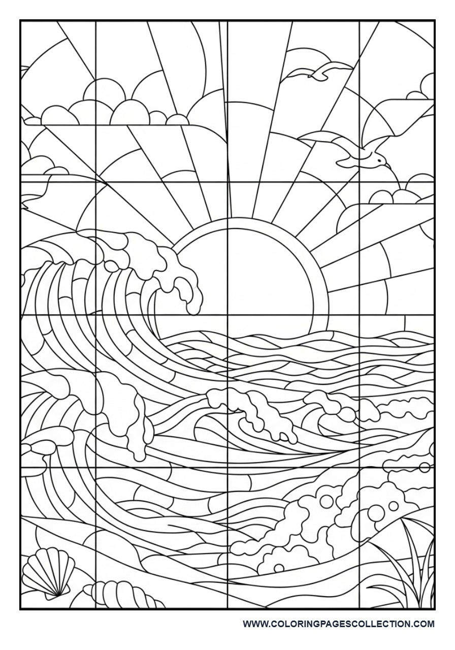 Ocean Waves Stained Glass
