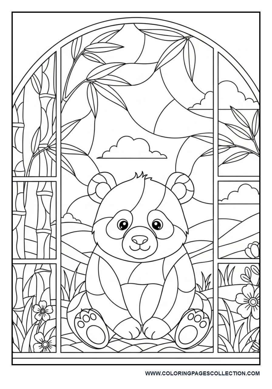 Panda Stained Glass Bamboo Forest