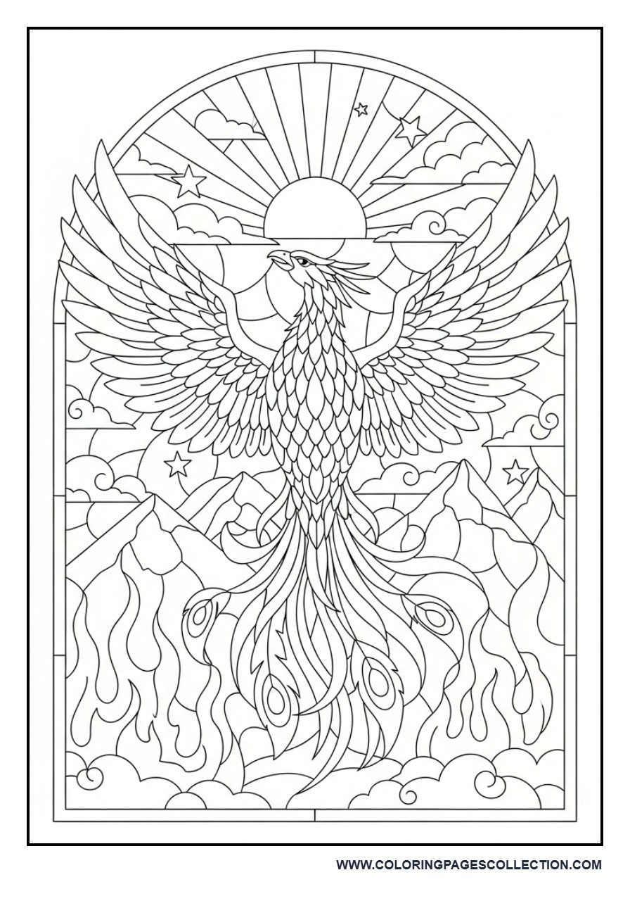 Phoenix Stained Glass Flames