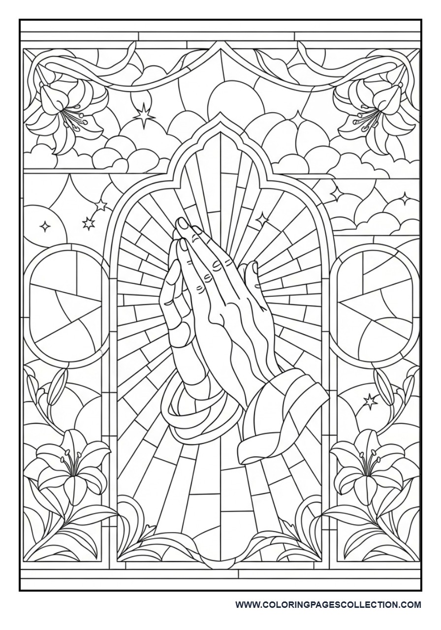 Praying Hands Stained Glass