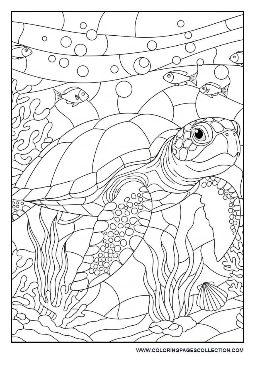 Sea Turtle Stained Glass Reef
