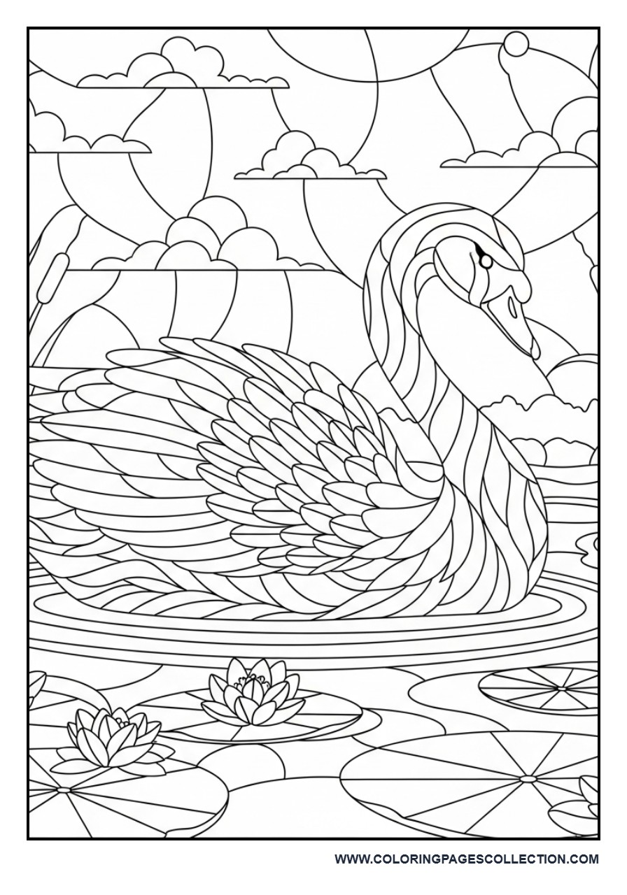 Swan Stained Glass Pond