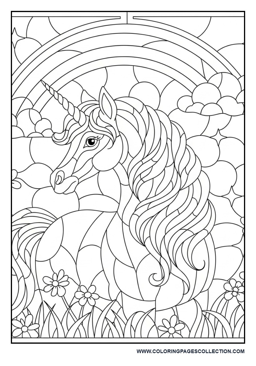 Unicorn Stained Glass Rainbow