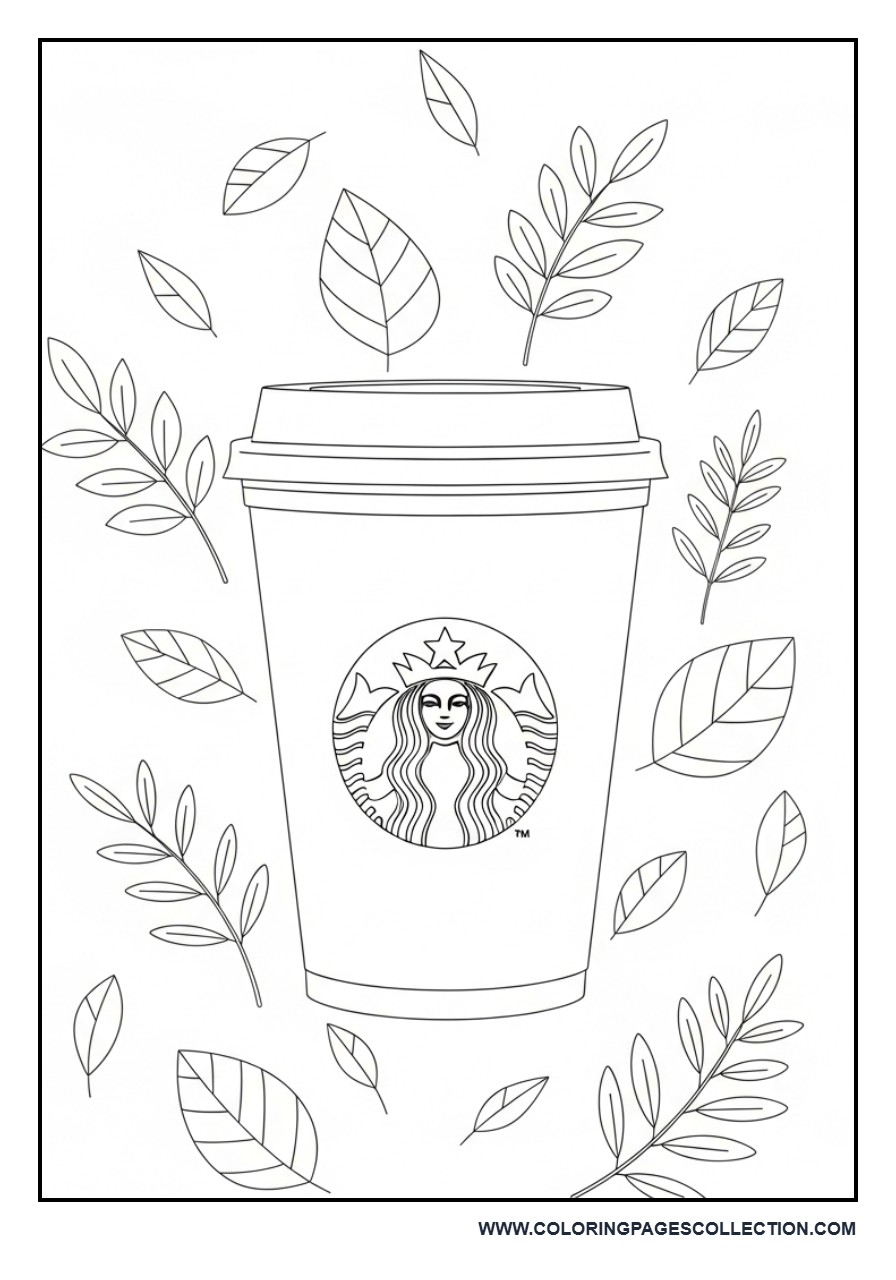 Aesthetic Coffee Cup with Leaves