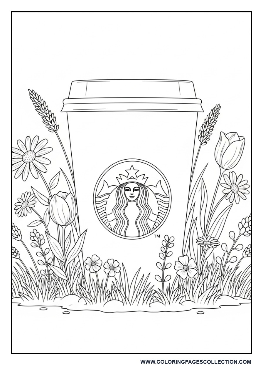 Coffee Cup in a Garden Scene