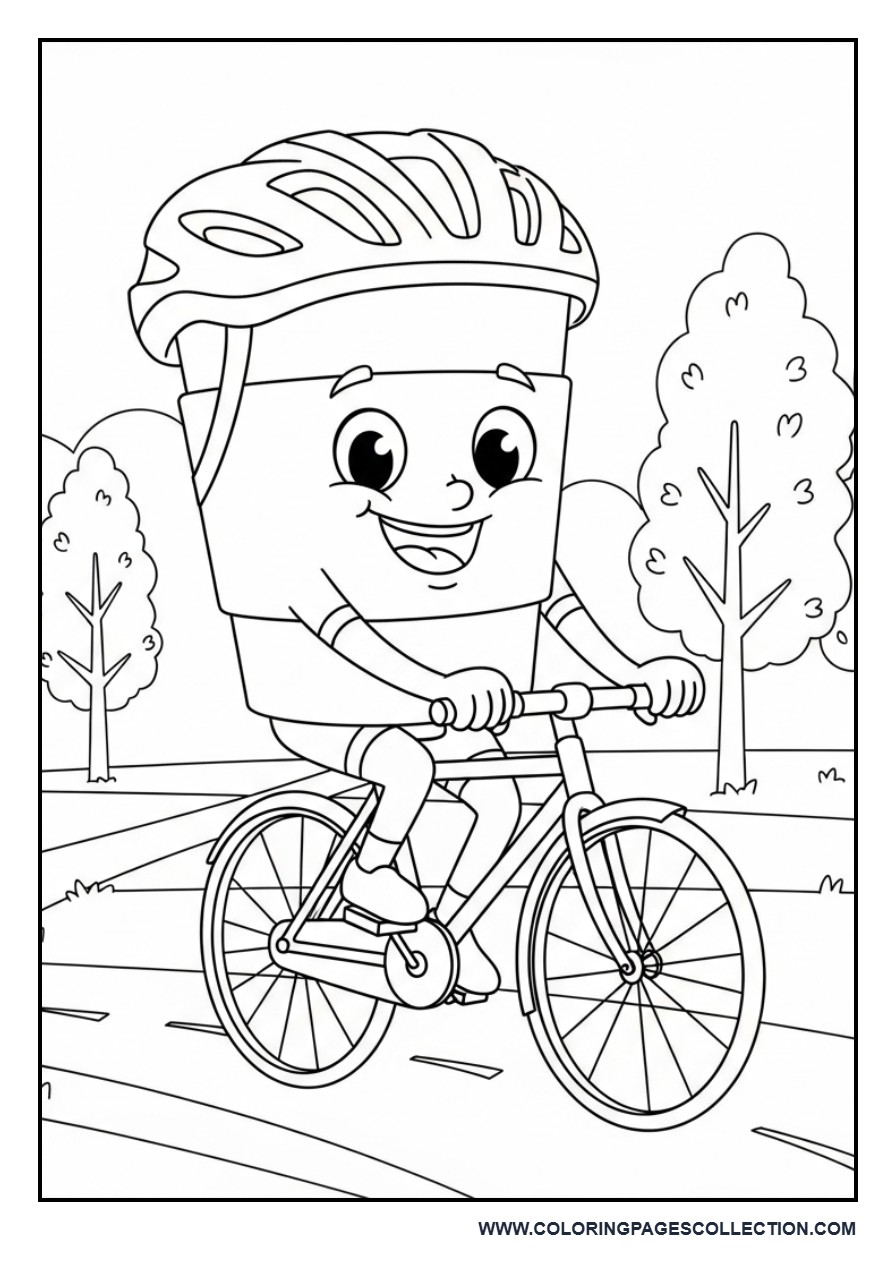 Coffee Cup Riding Bicycle
