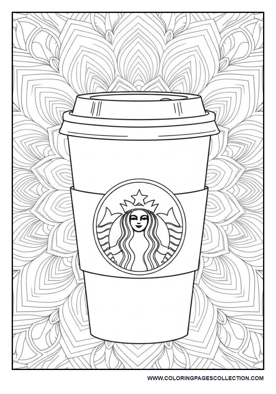 Coffee Cup with Detailed Mandala Background