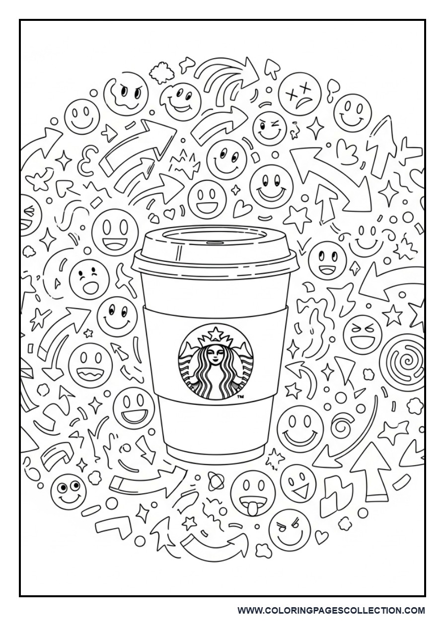 Coffee Cup with Digital Doodle Style