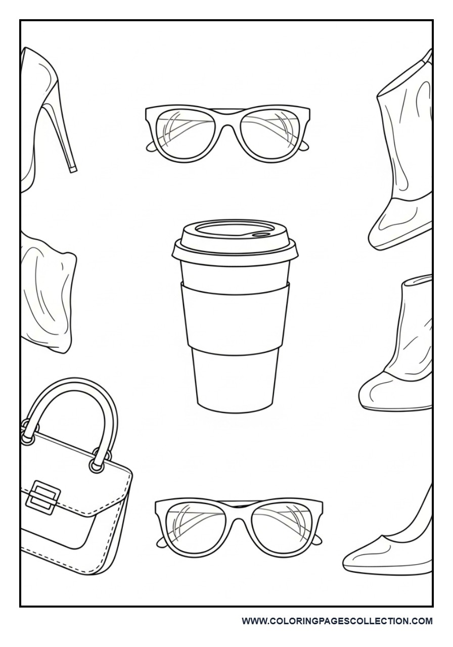Coffee Cup with Fashion Elements