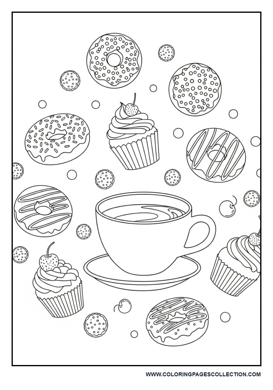 Coffee Cup with Floating Desserts