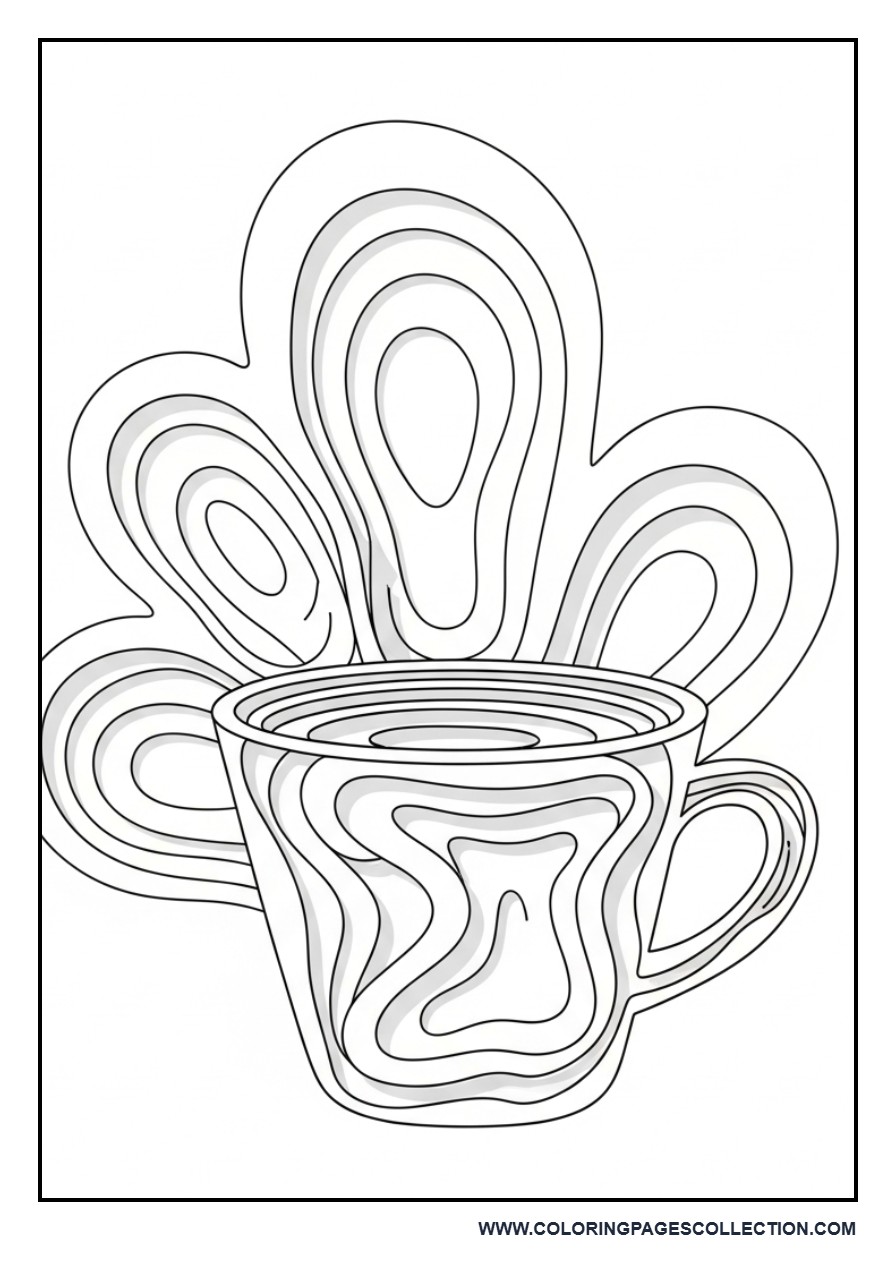 Coffee Cup with Layered Paper Cut Style