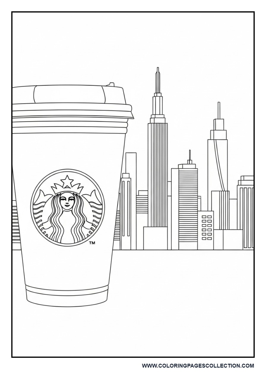 Coffee Cup with Minimal City Background