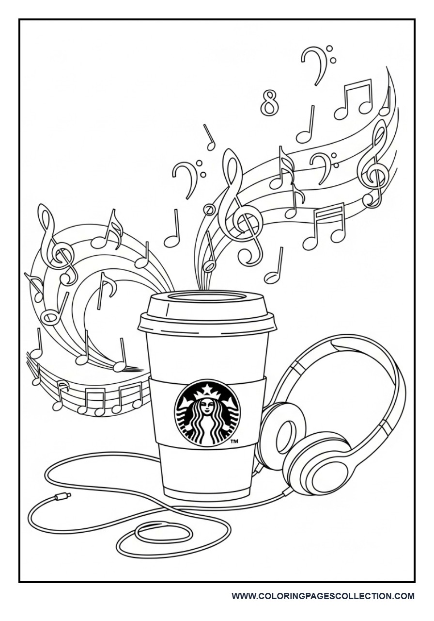 Coffee Cup with Music Theme