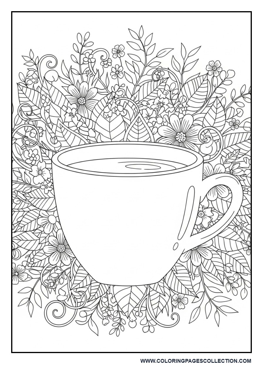 Coffee Cup with Nature-Inspired Detailed Scene