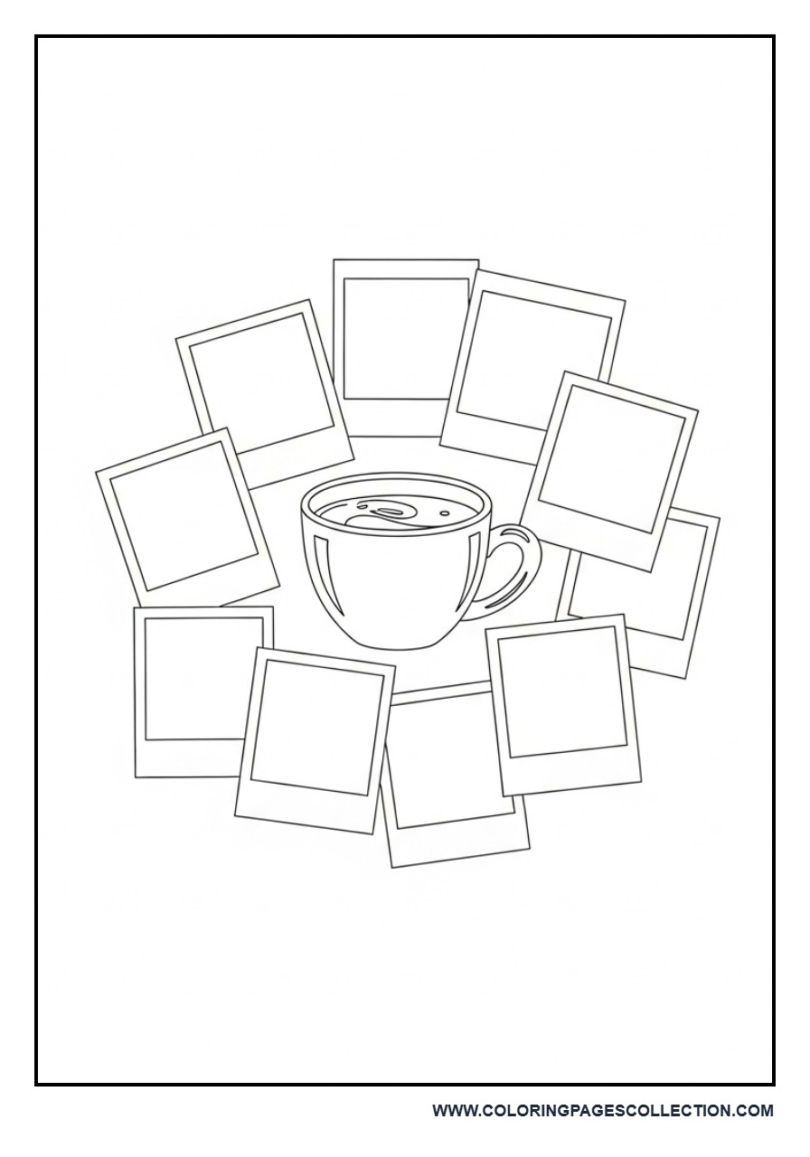 Coffee Cup with Polaroid Frames