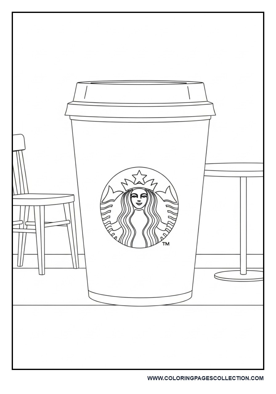 Coffee Cup with Simple Café Scene