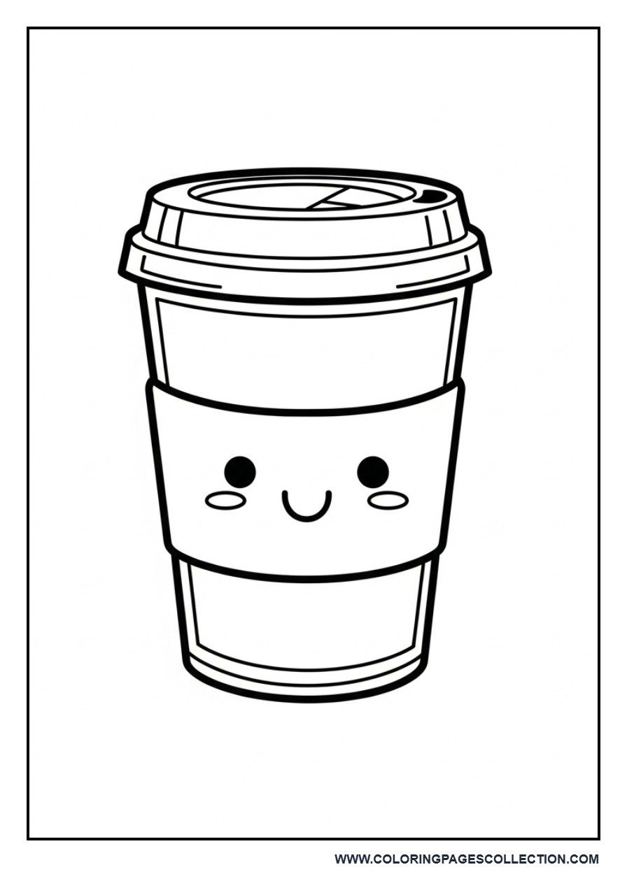 Coffee Cup with Smiley Face and Lid