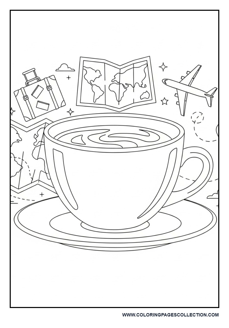 Coffee Cup with Travel Theme