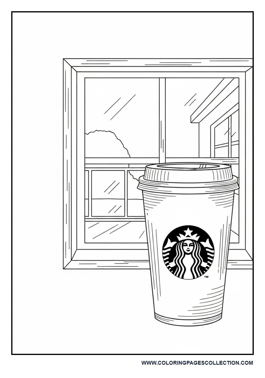 Coffee Cup with Window Scene