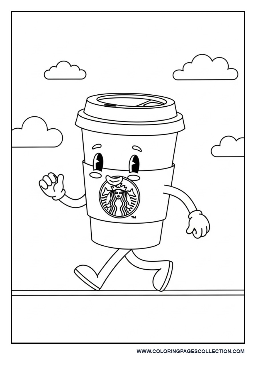 Cute Coffee Cup Character Walking