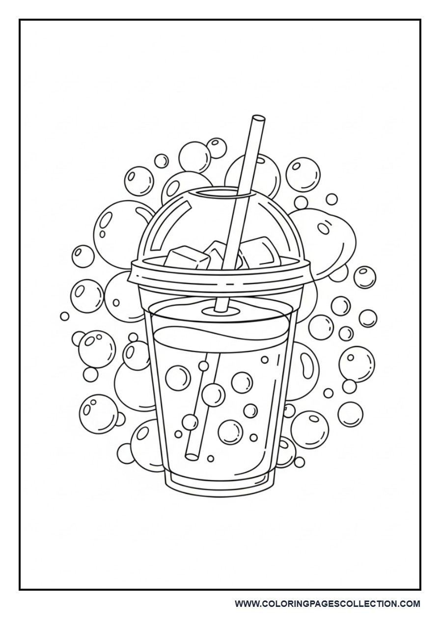 Iced Coffee with Bubble Pattern