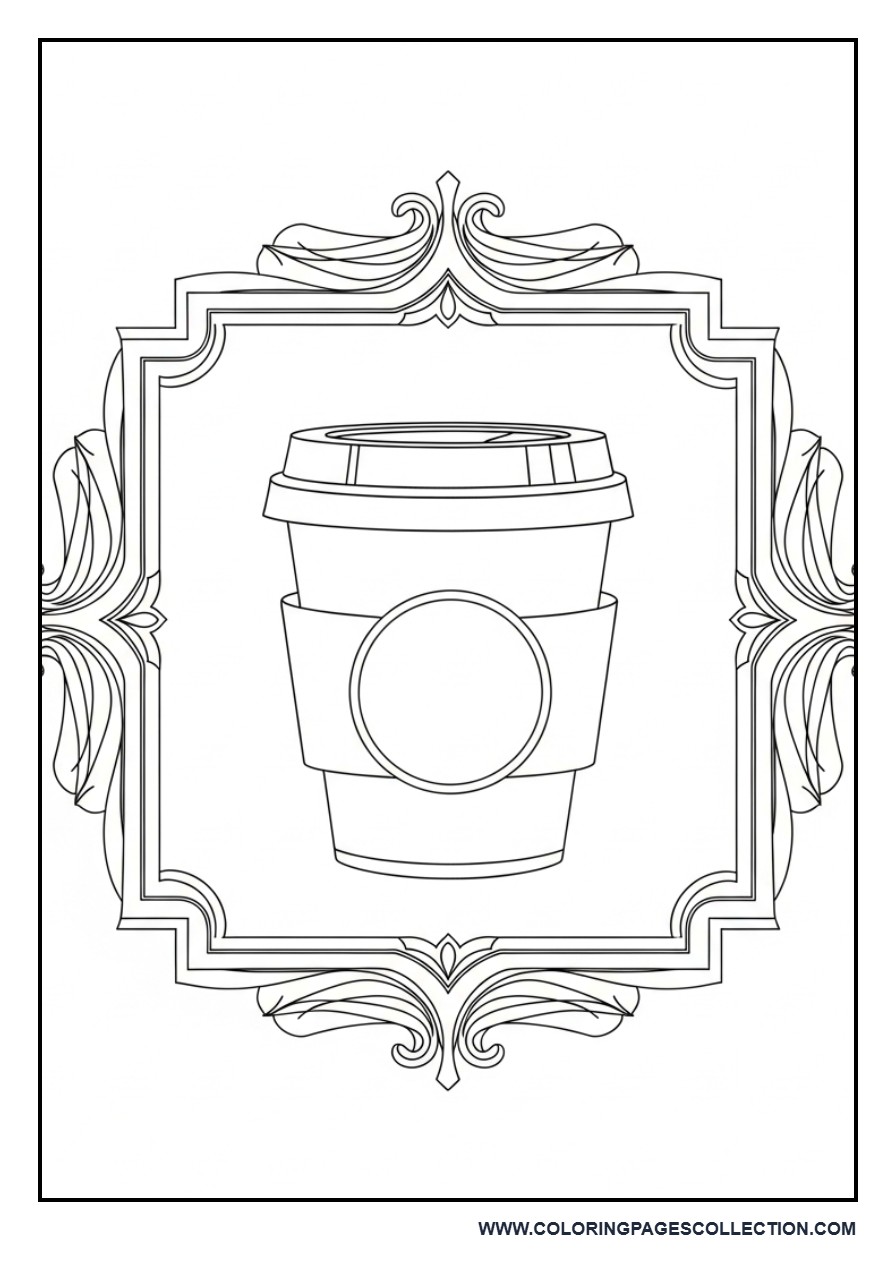 Luxury Coffee Cup with Ornamental Frame