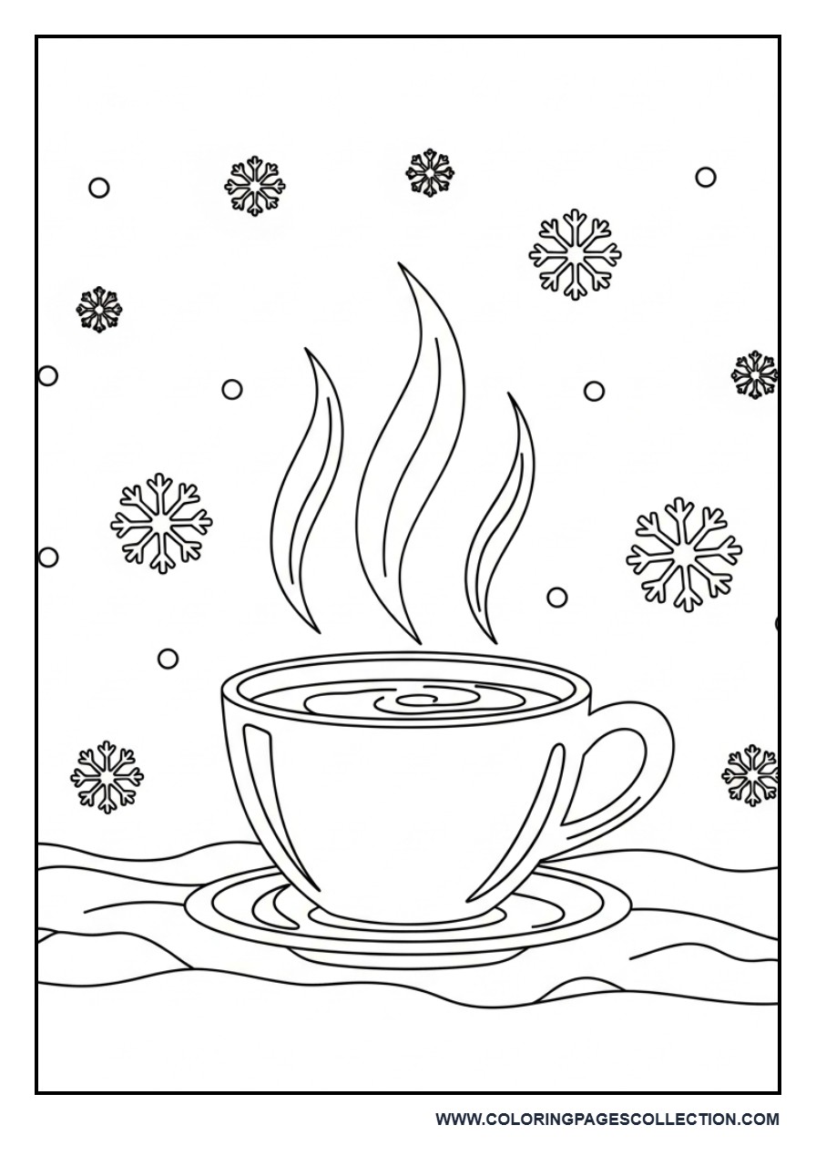 Winter Coffee with Snow Scene
